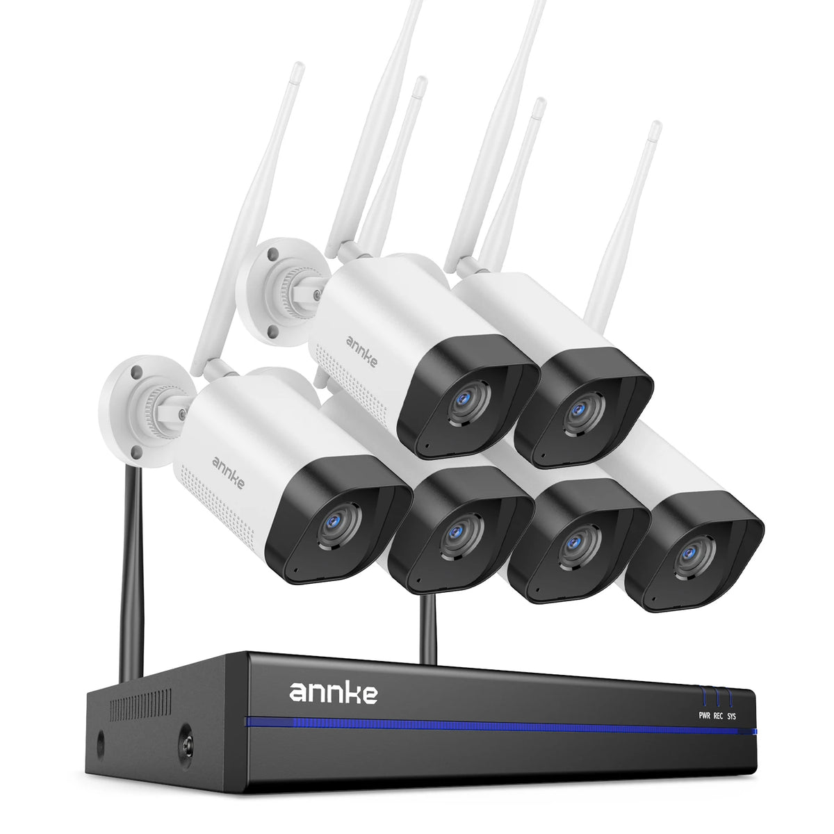 ANNKE Sistem de supraveghere video cu WiFi cu NVR 5MP, camere IP 3MP, înregistrare audio, camere de securitate, AI Detection, CCTV kit