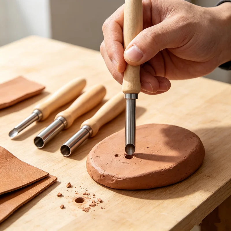 Pottery Hole Cutter Set with Wooden Handles – Four Sizes