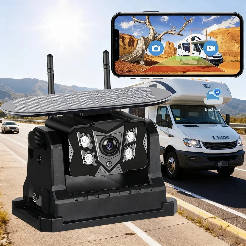 Wireless Solar Magnetic Backup Camera with AI Blind Spot Alarm