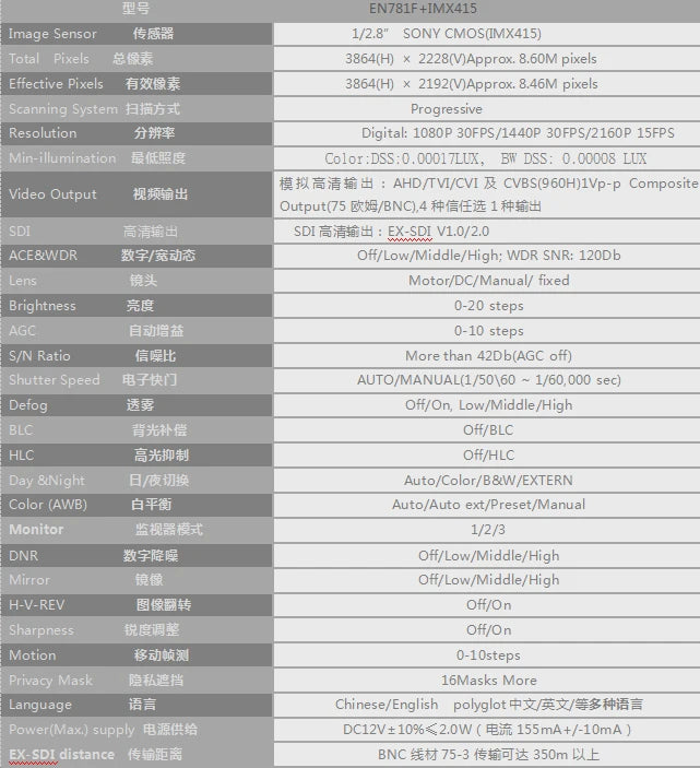 4K IMX385 SDI Industrial Camera