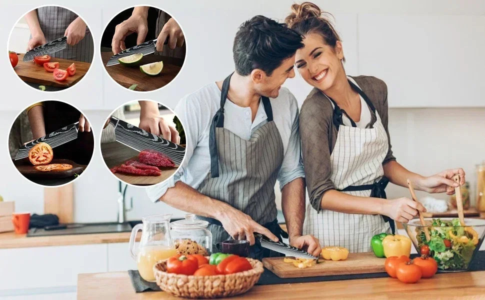 Professional Damascus Kitchen Knives Japanese Santoku Cleaver Slicing Knife Stainless Steel Boning Knife Butcher Cleaver Knife 