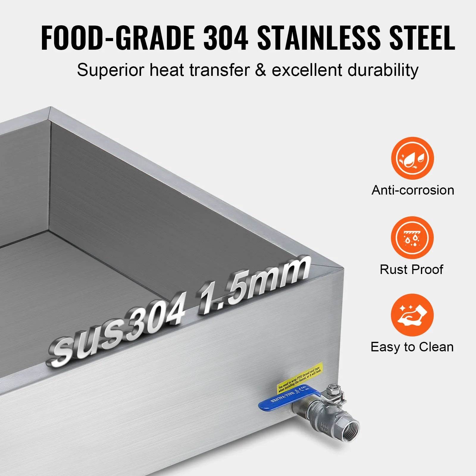 SucceBuy 11.2-47 Gal Maple Syrup Evaporator Pan w/ 1 Valve & 3 Heating Methods Stainless Steel Maple Syrup Pan for Home Outdoor