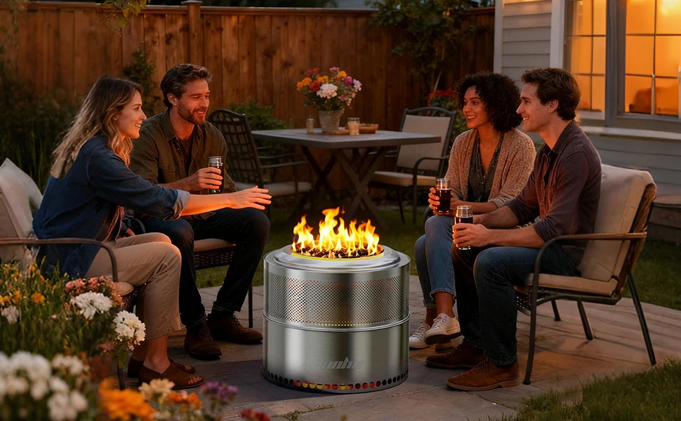 Stainless Steel Wood Burning Fire Pit with Carry Bag