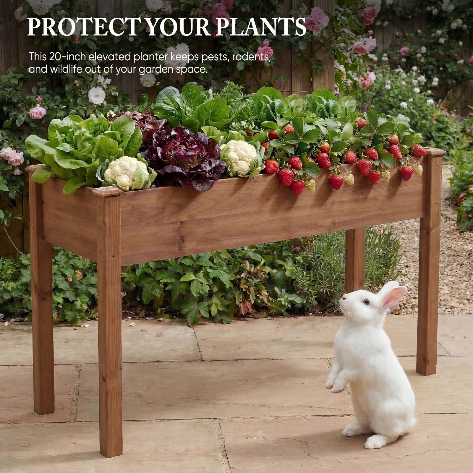 48x24x30in Elevated Wood Planter Box Raised Garden Bed