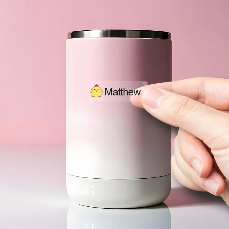 Custom Waterproof Transparent Name Stickers - Personalized Multilingual Labels for Kids School Supplies (Hebrew/English/Spanish) 