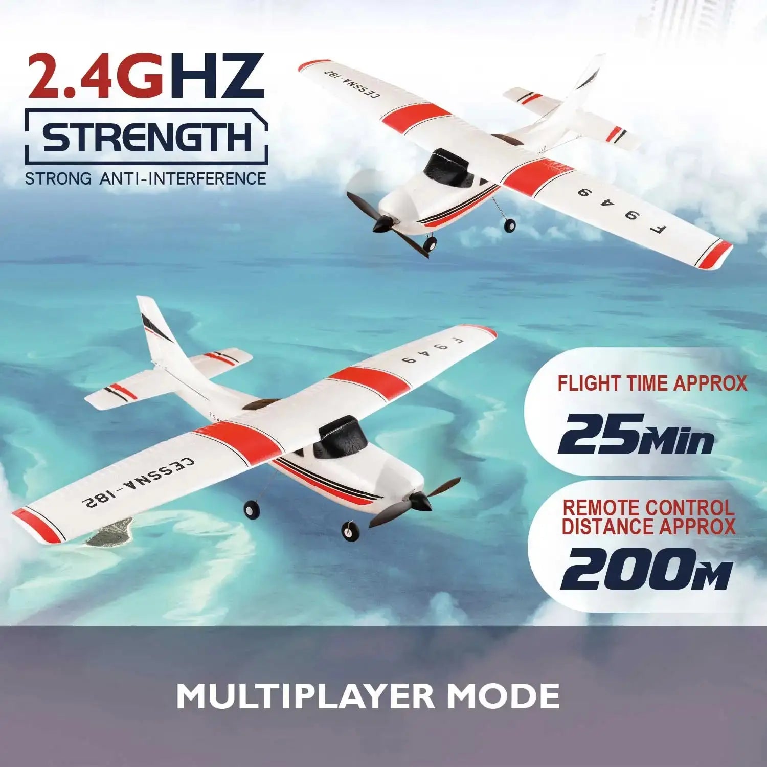 WLtoys 2.4G F949 LCD Version RC Airplane Cessna 182 3D6G 3Ch Fixed Wing Plane Outdoor Drone RTF With Gyroscope And Night Gift Spy-shop.com