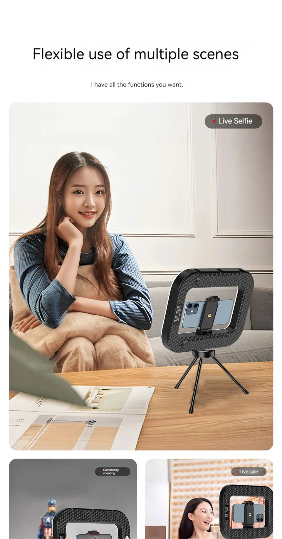 Rechargeable Video Fill Light - Tripod Options