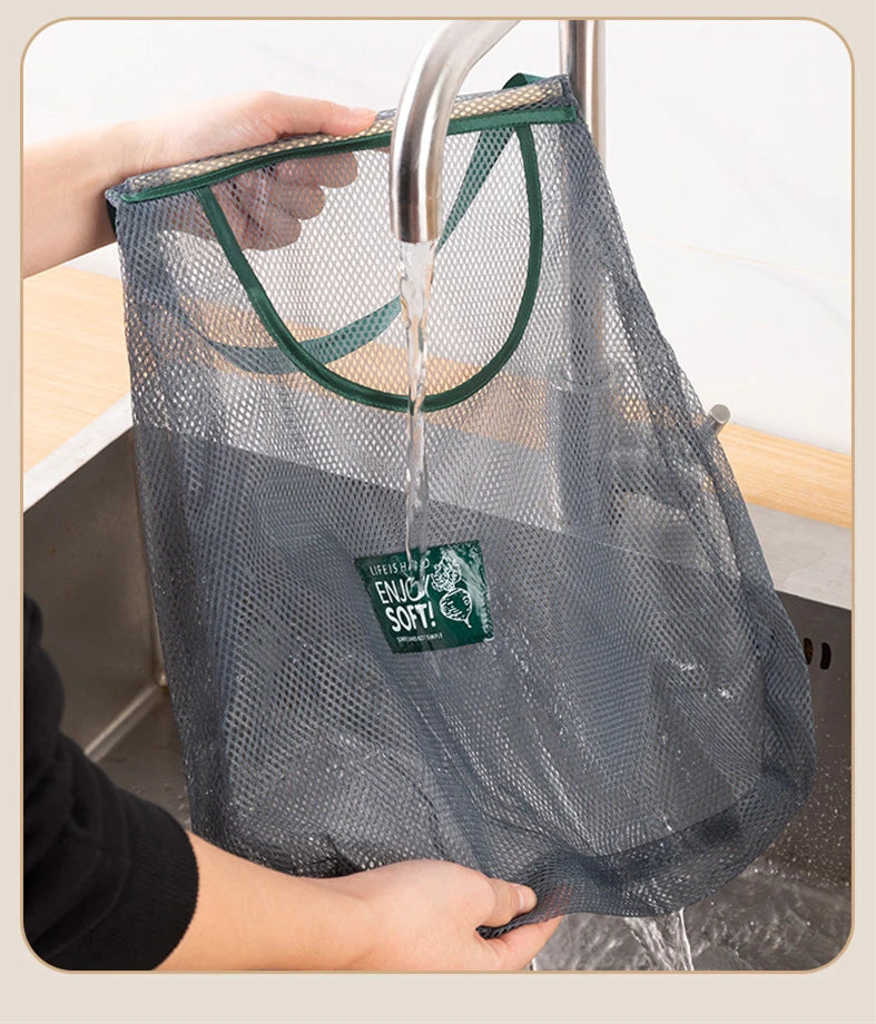 Reusable Storage Bags Kitchen Hanging Mesh Bag Home Fruit And Vegetable Storage Net Bag For Ginger Garlic Potatoes Onions 