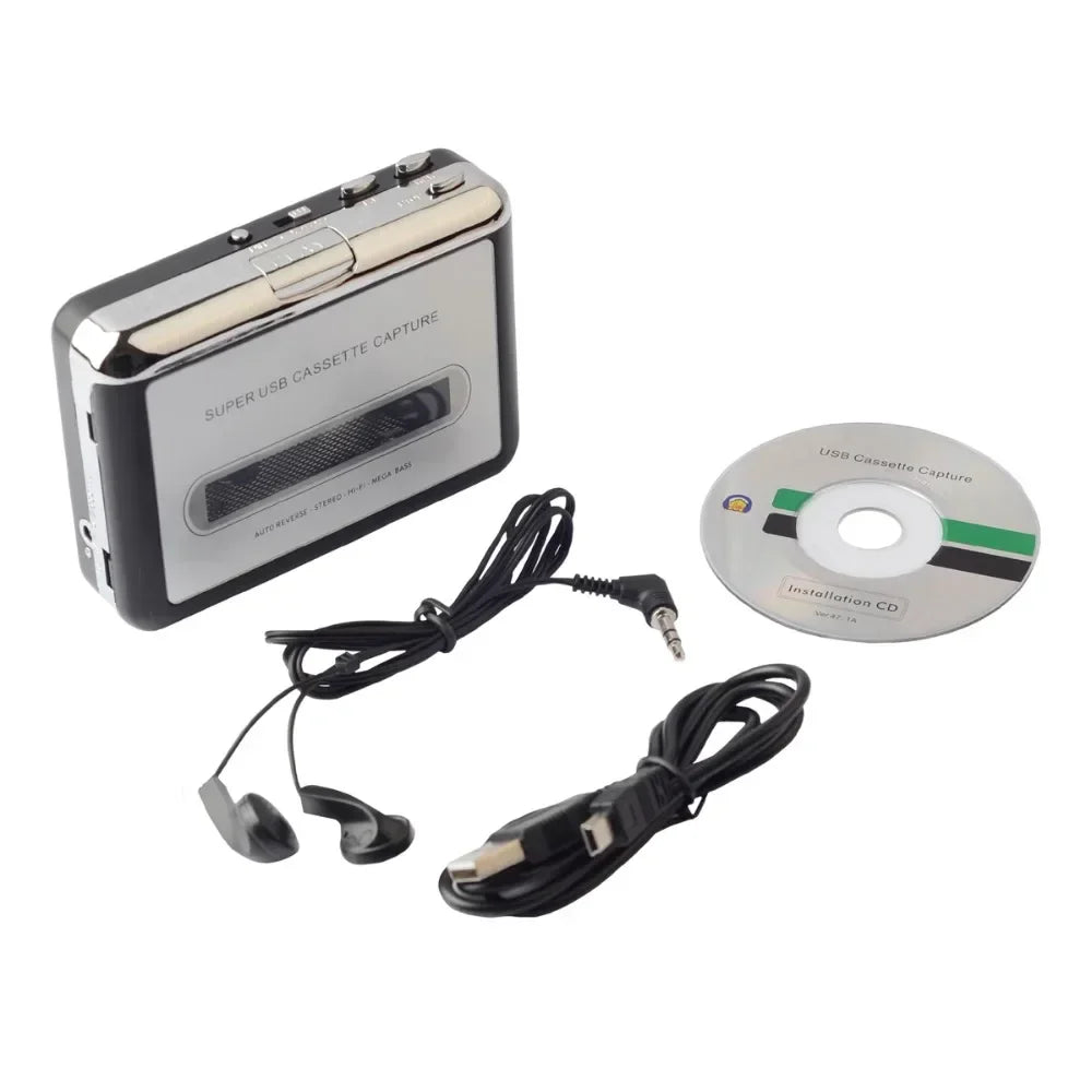Portable USB Cassette Player & Tape-to-MP3 Converter