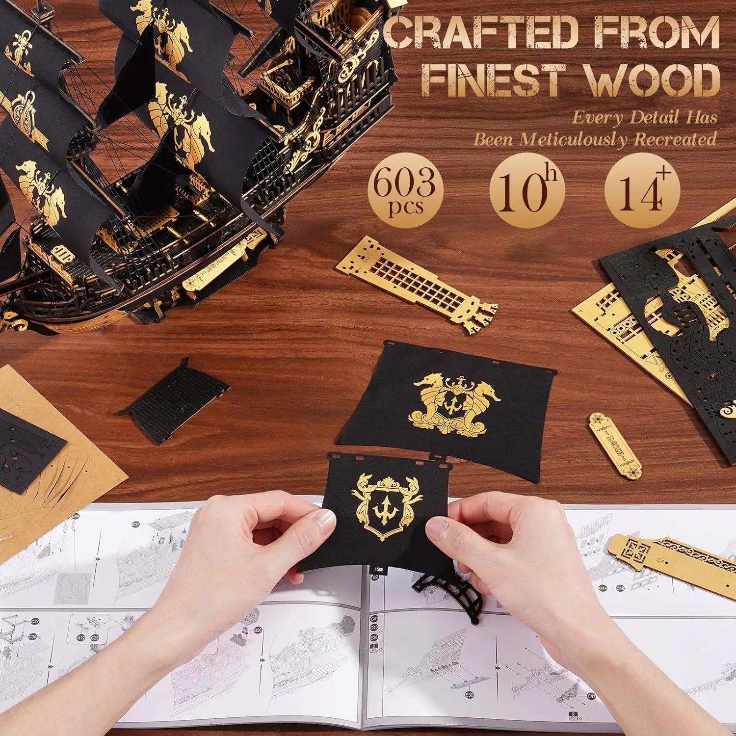 Robotime Rokr Ξύλινο Σετ Μοντέλου Πλοίου – Το Μπαρκάκι Θαλασσοχελώνα