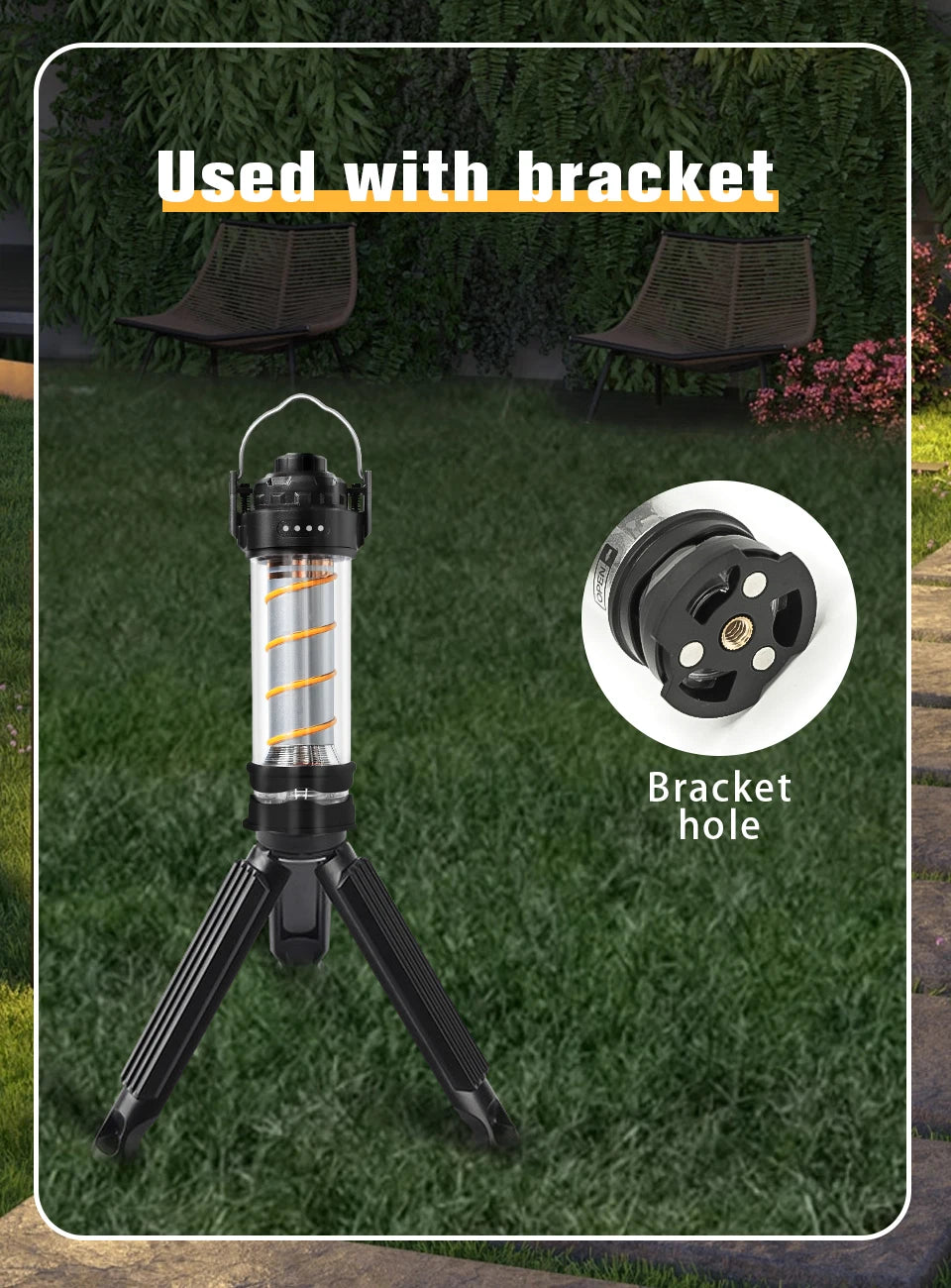 Outdoor LED Camping Light with Tripod, 5 Modes and USB Charging