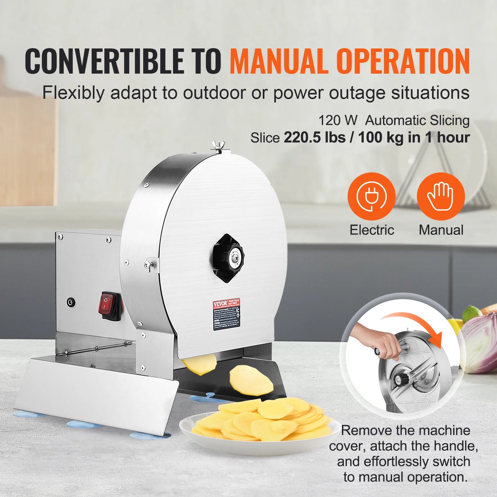 Electric Vegetable Slicer 0–12mm Adjustable Stainless Steel Cutter