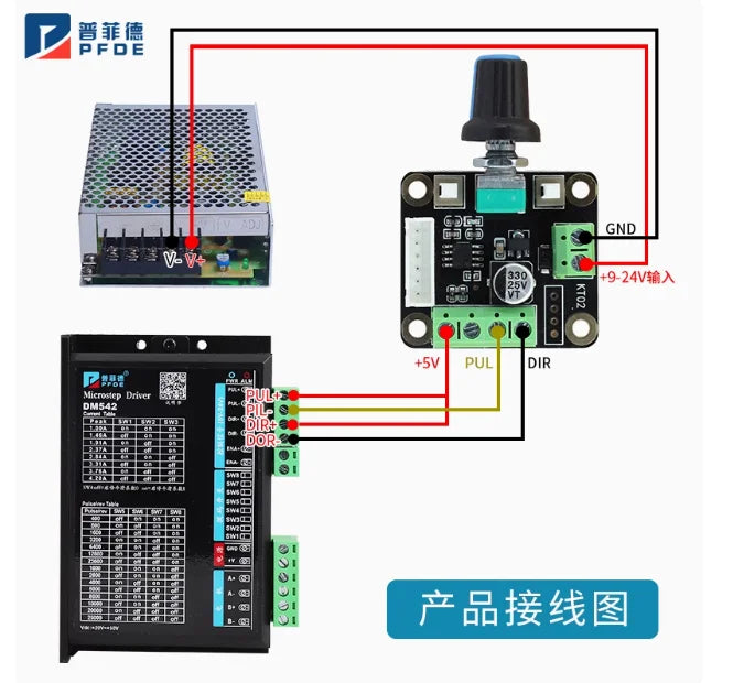 KT02 Stepper Servo Motor Controller, Pulse Generator, Knob Rotation, Stepless Speed