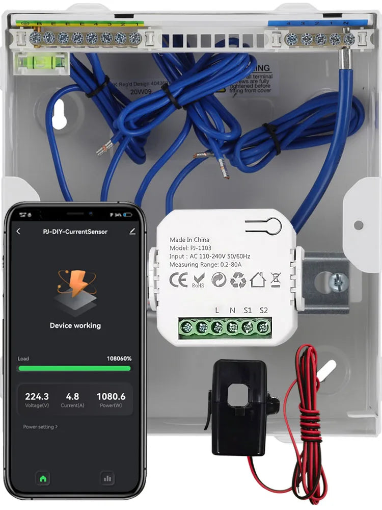 80 A Wi-Fi Energy Meter with CT Clamp