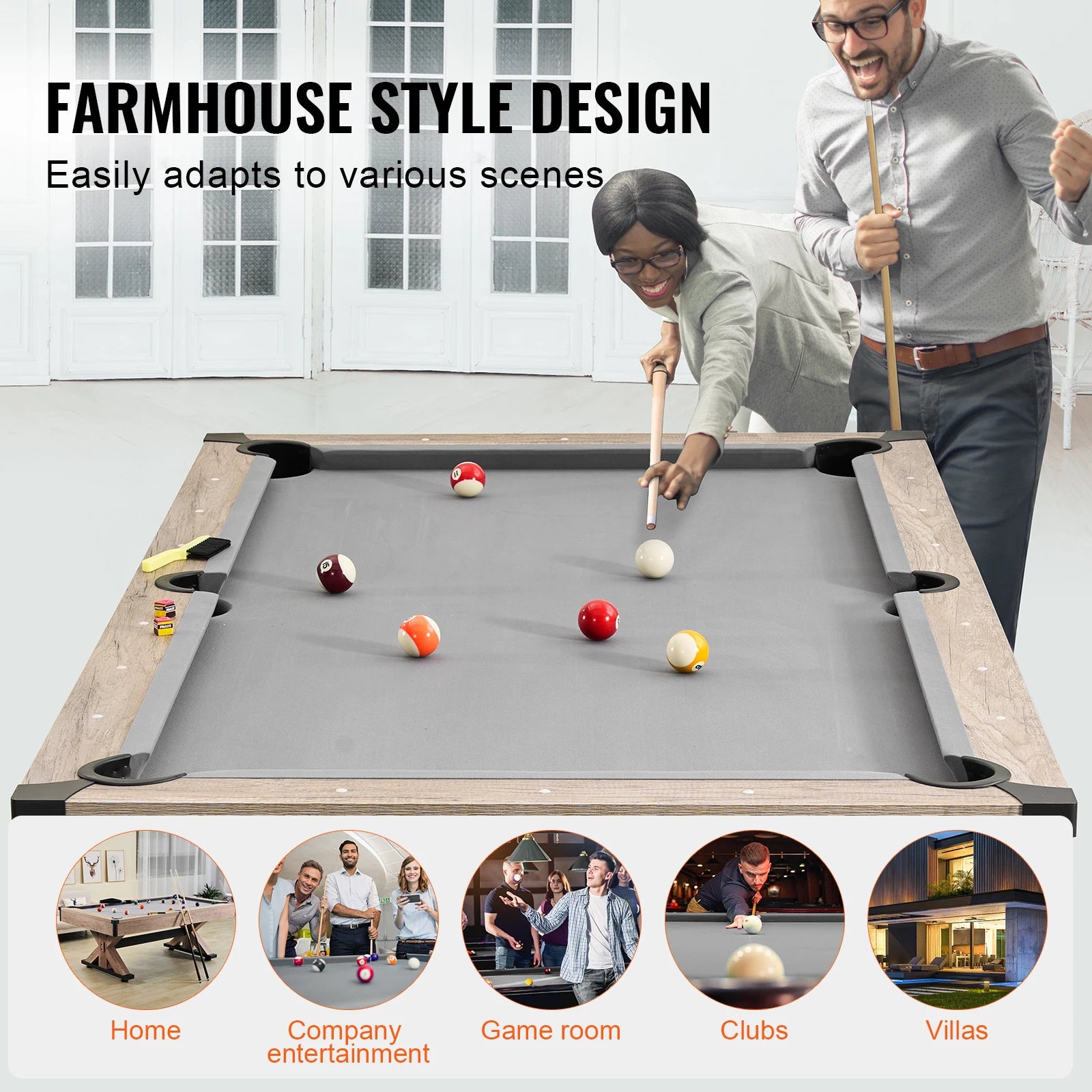 7ft 3-in-1 Pool Table with Dining Top & Table Tennis Set