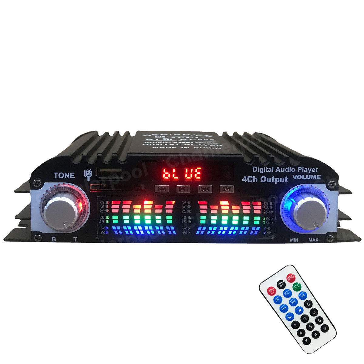 1600W Peak Power HiFi Sound Amplifier Digital 4 Channel Audio Amplifier Bluetooth Karaoke Player FM Radio Support Remote Control 