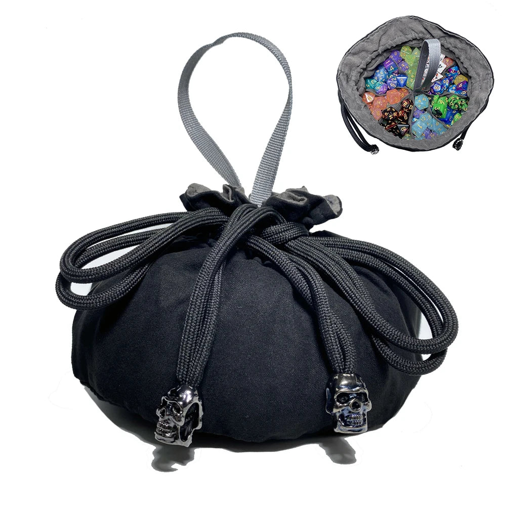 Large Dice Bag with Eight Pockets and Drawstring, 15 x 13 cm
