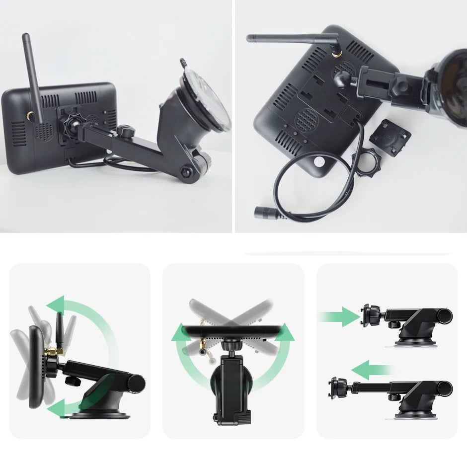 QXNY Wireless Solar Powered Energy Magnet Reverse Backup Camera with AHD 5"  Rear View Monitor for Camper Truck Trailer Rv 