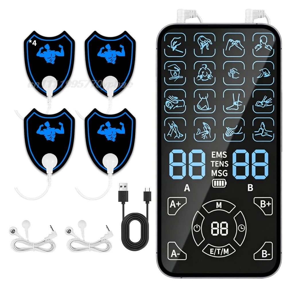 Rechargeable Dual-Channel TENS/EMS Massager, 16 Modes