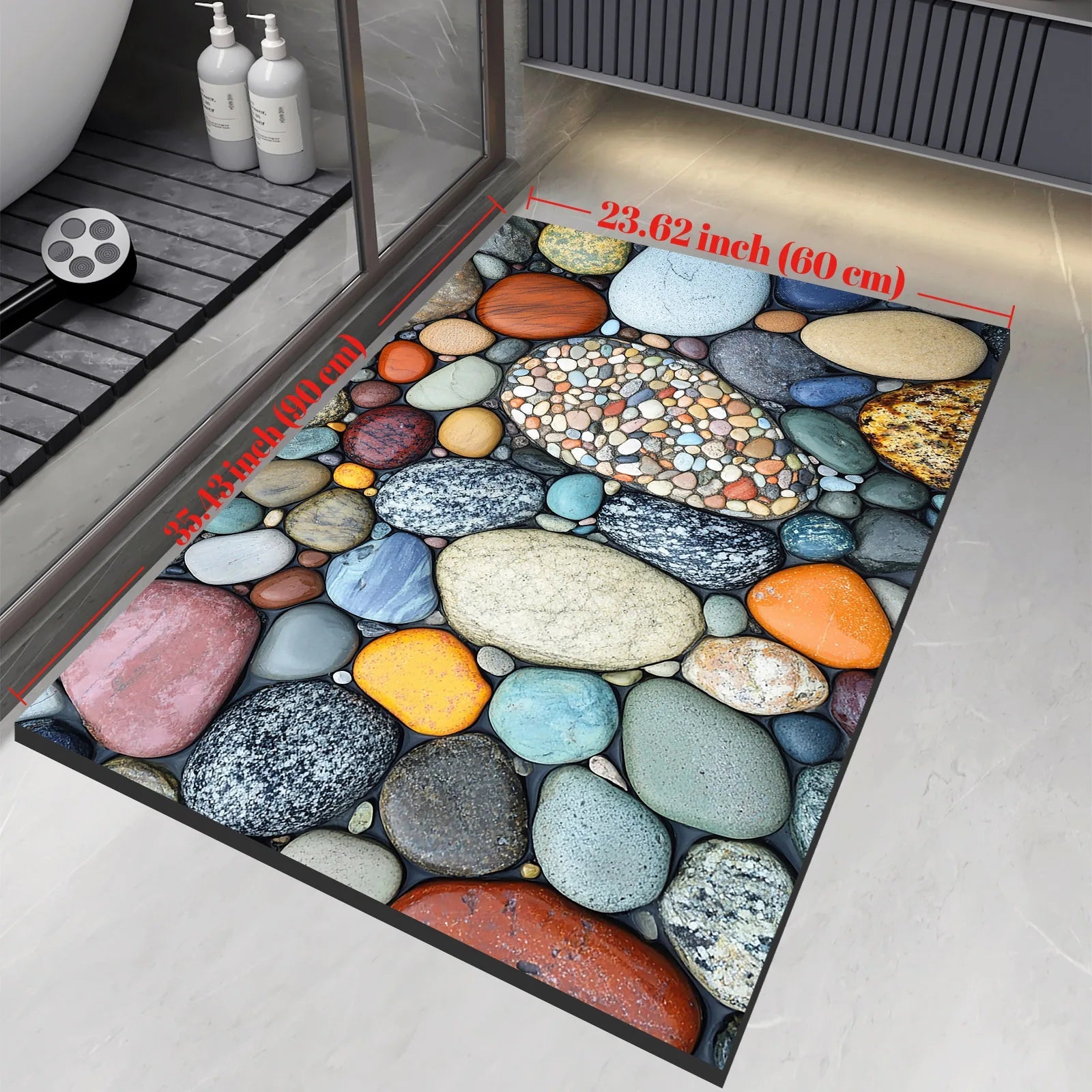 Stone Design Diatomite Bath Mat Bathroom Non-slip Shower Foot Mats Absorbent Quick Dry Toilet Rugs Carpet Doormat Washable 