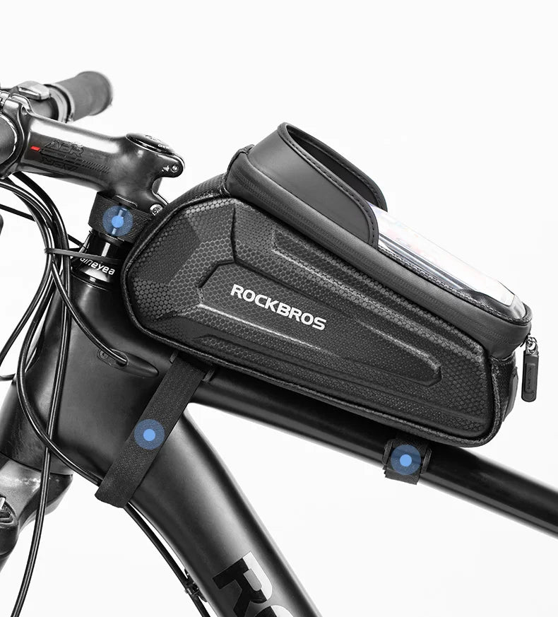 Borsa per telaio bici resistente all'acqua con supporto per telefono con schermo touch