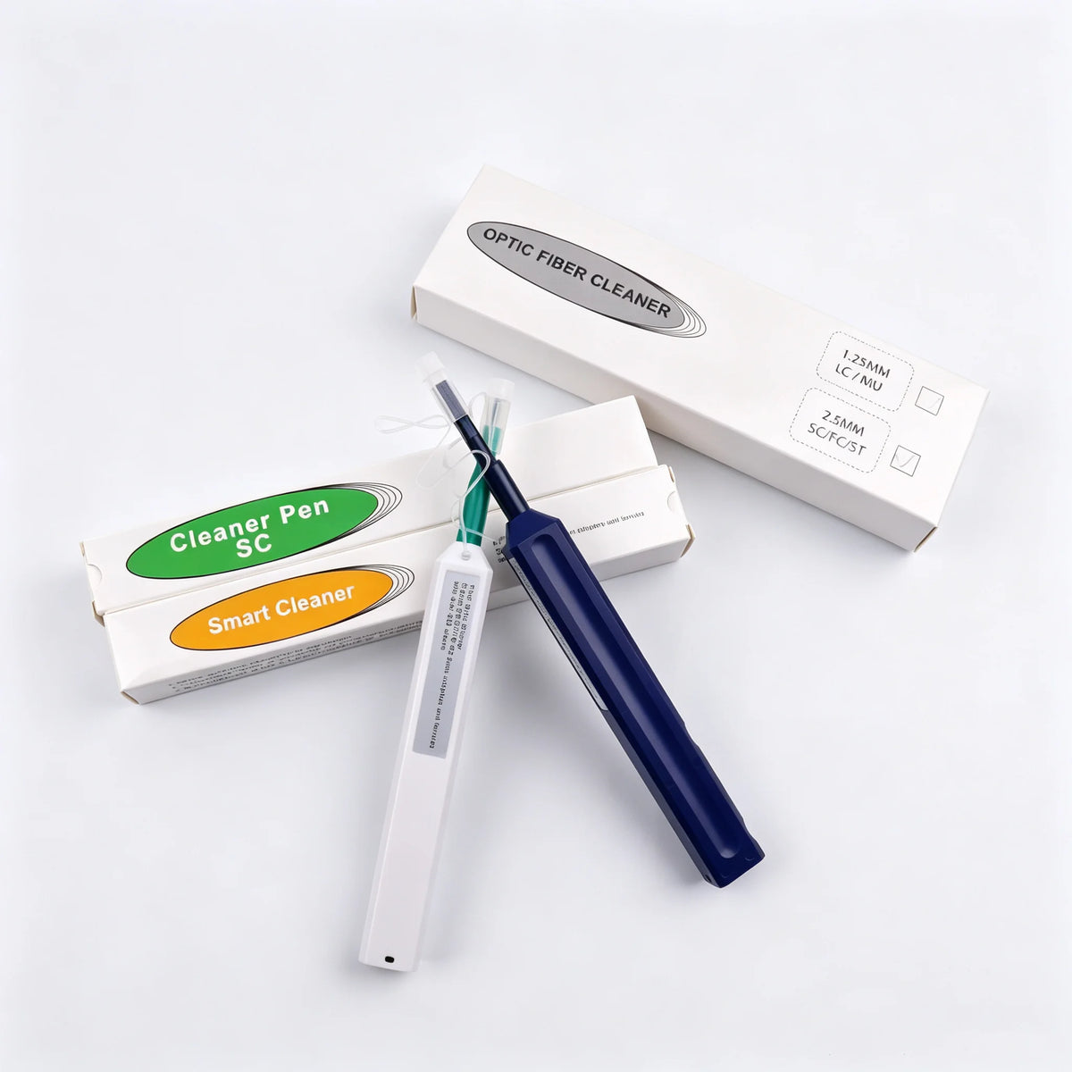 Zwei Faseroptik-Steckverbinder-Reinigungsstifte – 1,25 und 2,5 mm