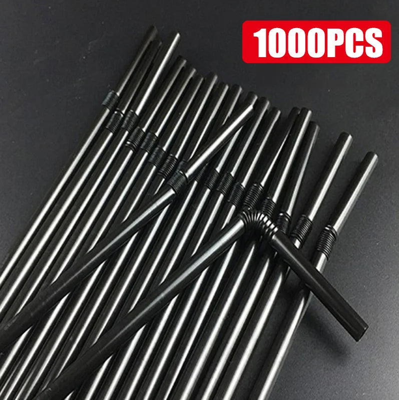 50-1000Pcs Drinking Straws Colorful & Black rietjes Flexible Wedding Party Supplies Drinking Straws Kitchen Wholesale 