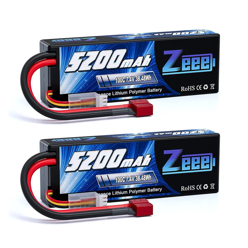 1/2 Units Zeee Lipo Battery 2S 7.4V 100C 5200mAh with Deans Connector for RC Car Truck Vehicle Buggy Losi RC Racing Models Parts 