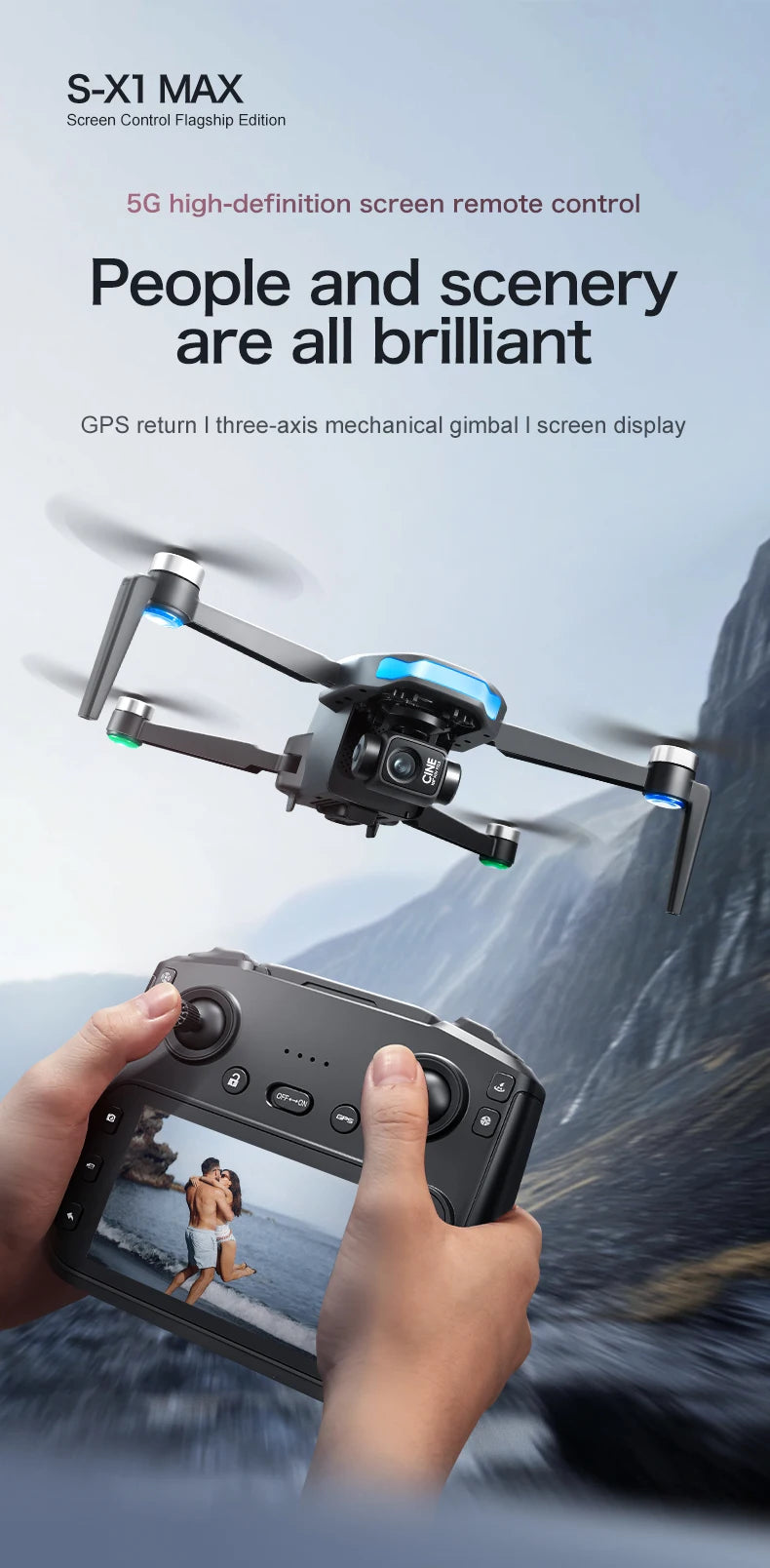S-X1 MAX Profesyonel GPS Drone 4K Gimbal Kameralı