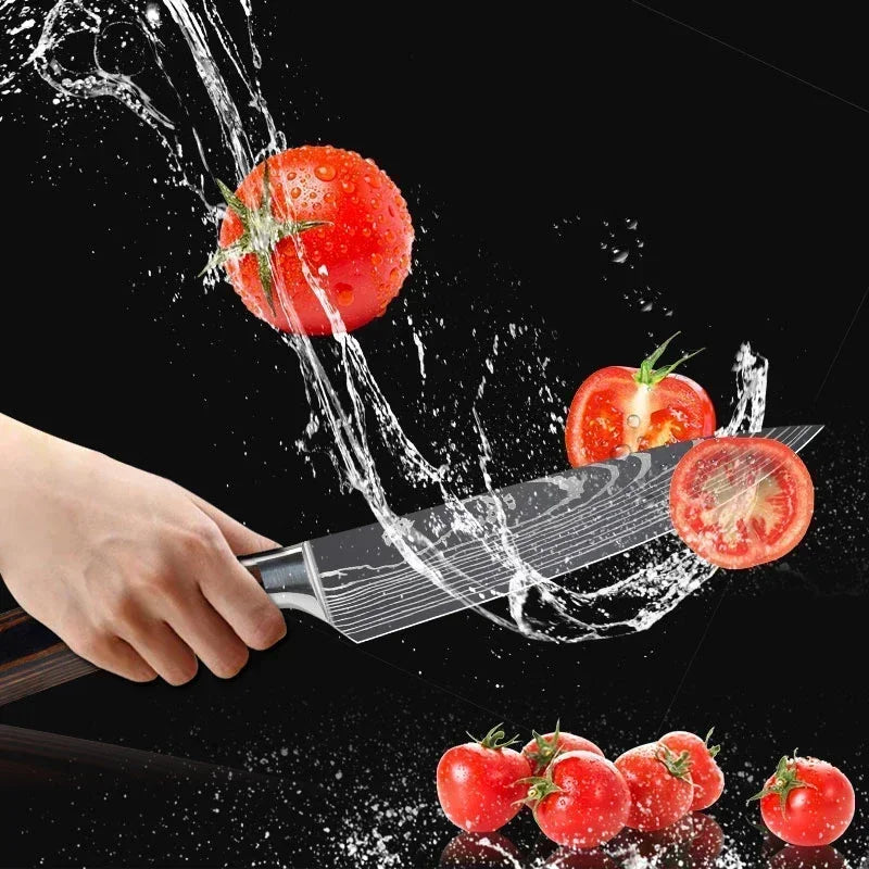 Professional Damascus Kitchen Knives Japanese Santoku Cleaver Slicing Knife Stainless Steel Boning Knife Butcher Cleaver Knife 