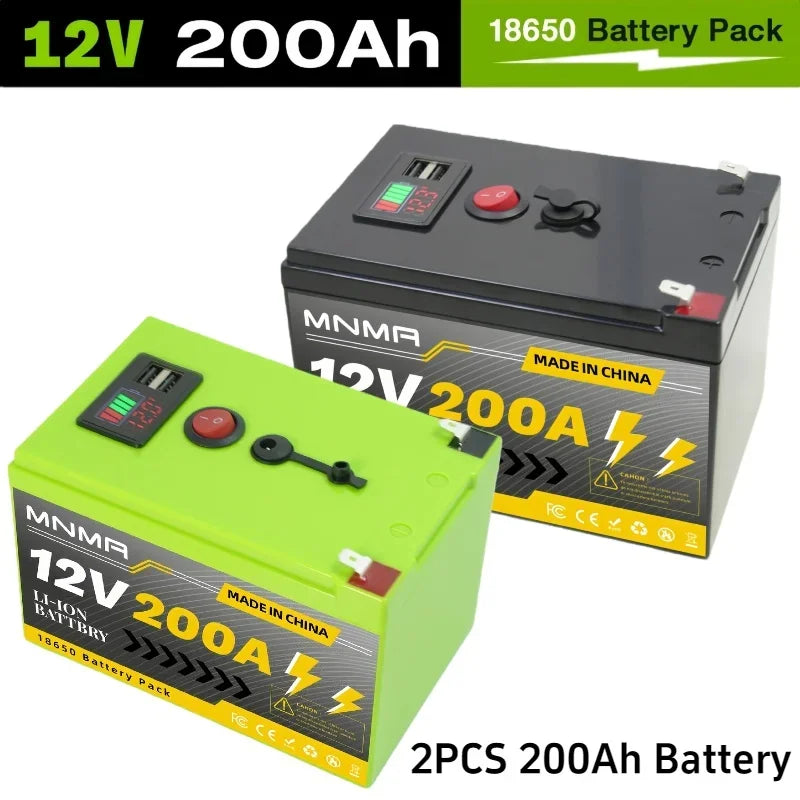 12V 200Ah LiFePO4 Solar-Batterie, Tiefzyklus Wiederaufladbare integrierte BMS Lithium 200000mAh für Power Wheels, Scooter, Fischfinder