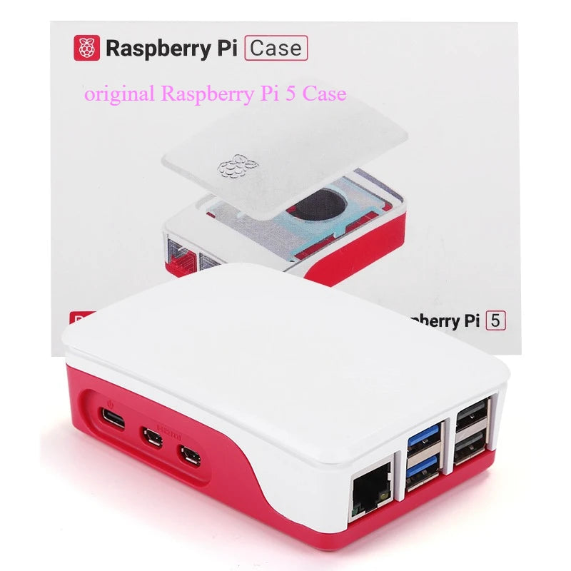 NEW Official Raspberry Pi Case Red White ABS Plastic Protective Cover With Heatsink Fans For Raspberry Pi 5