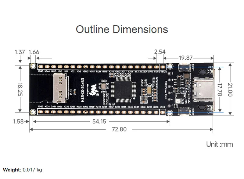 ESP32-S3 Ethernet-ontwikkelbord opties