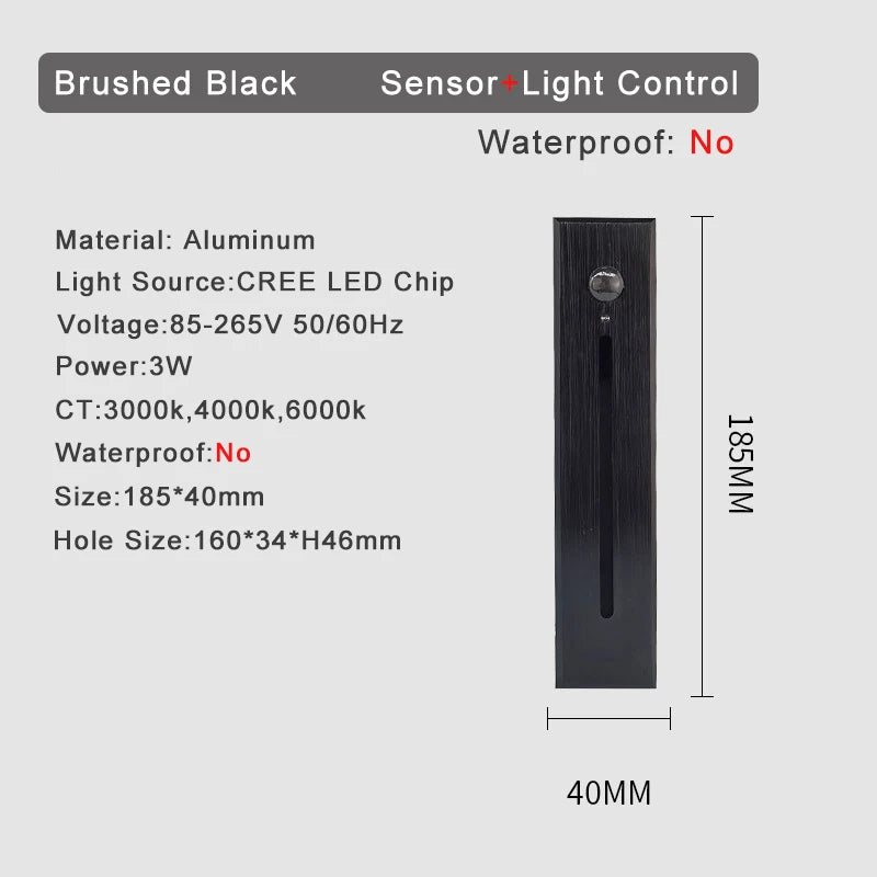 Recessed LED Stair Light - Sensor Options