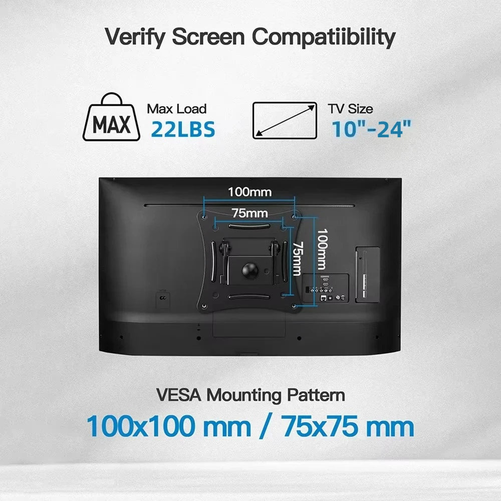 Adjustable Wall Mount for 10-24 Inch Screens