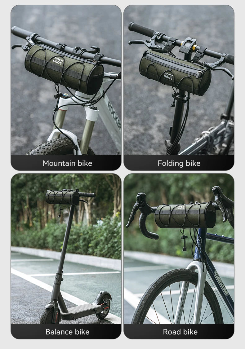 2L Bicycle Handlebar Bag with Shoulder Strap & 3-Point Mount