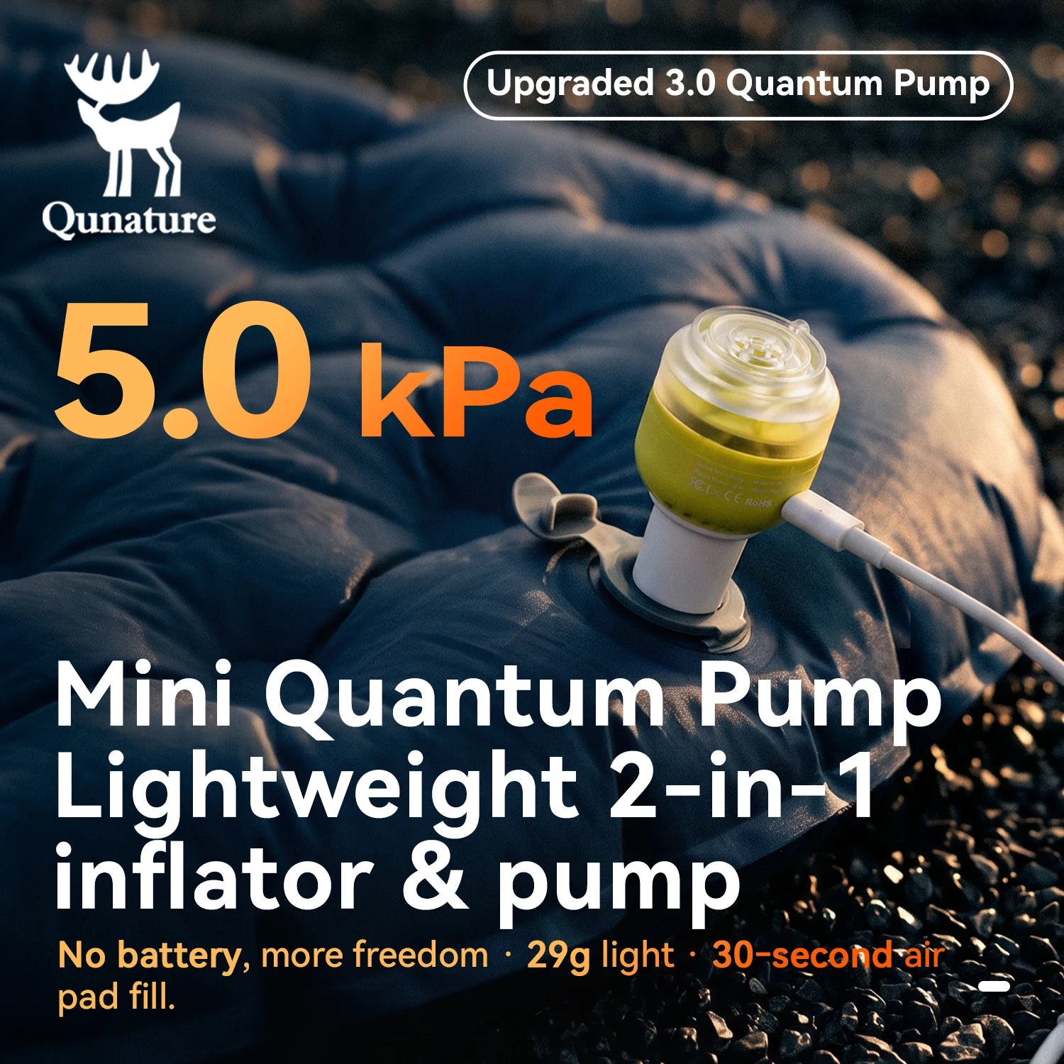 Lightweight 5kPa Mini Air Pump for Camping Mats and Tubes