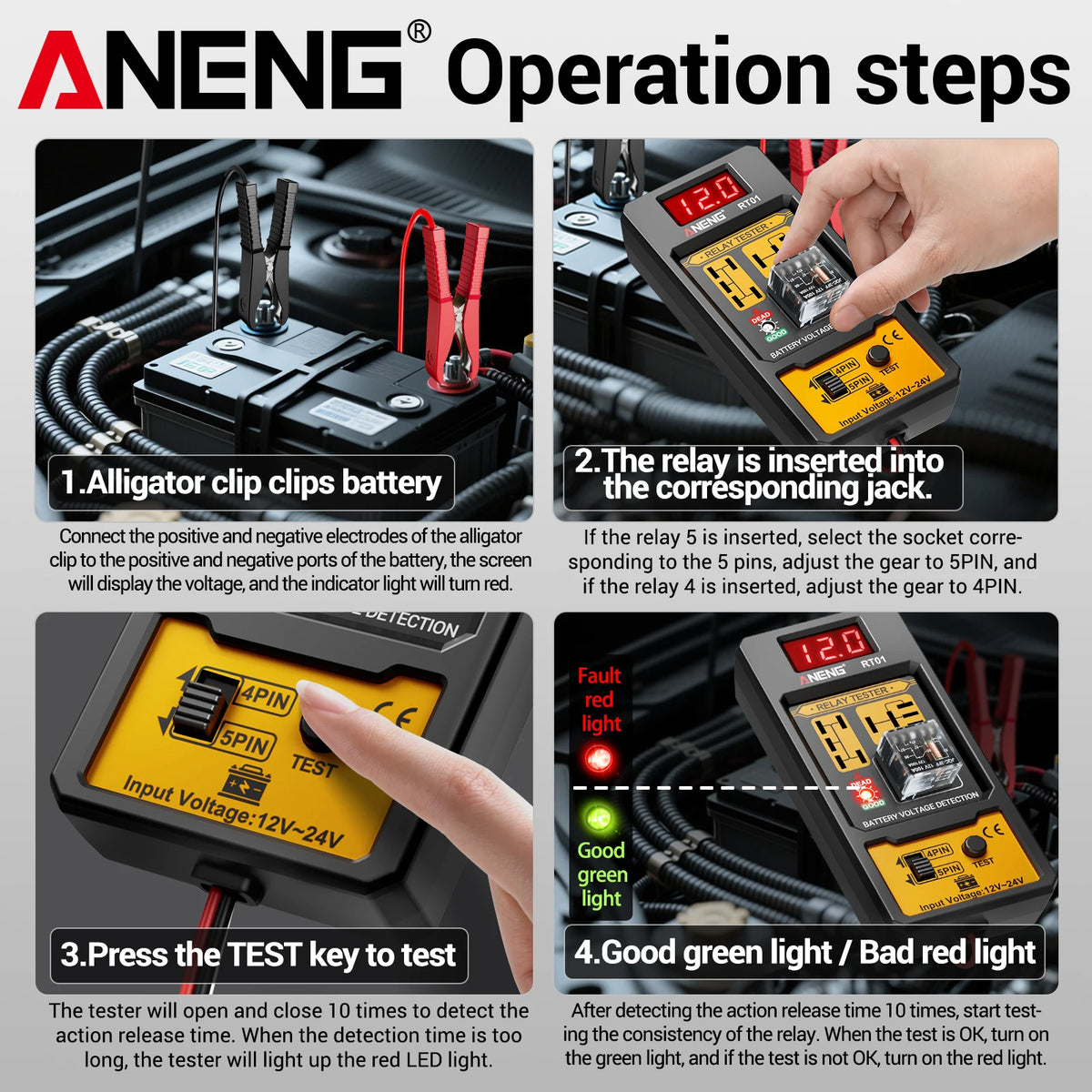 RT01 Relay Tester or BT138 Battery Tester, Kit Options
