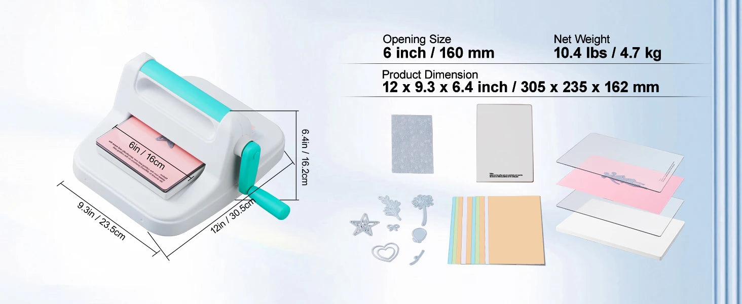 SucceBuy 6/9in Manual Die Cutting Embossing Machine Portable Cut Machines Opening Scrapbooking Machine Full Kit For Arts Crafts