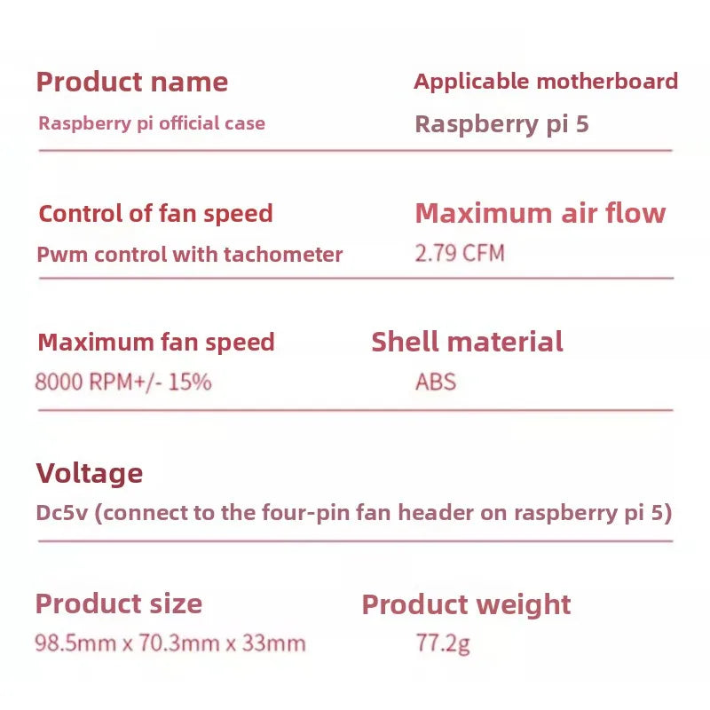 NEW Official Raspberry Pi Case Red White ABS Plastic Protective Cover With Heatsink Fans For Raspberry Pi 5