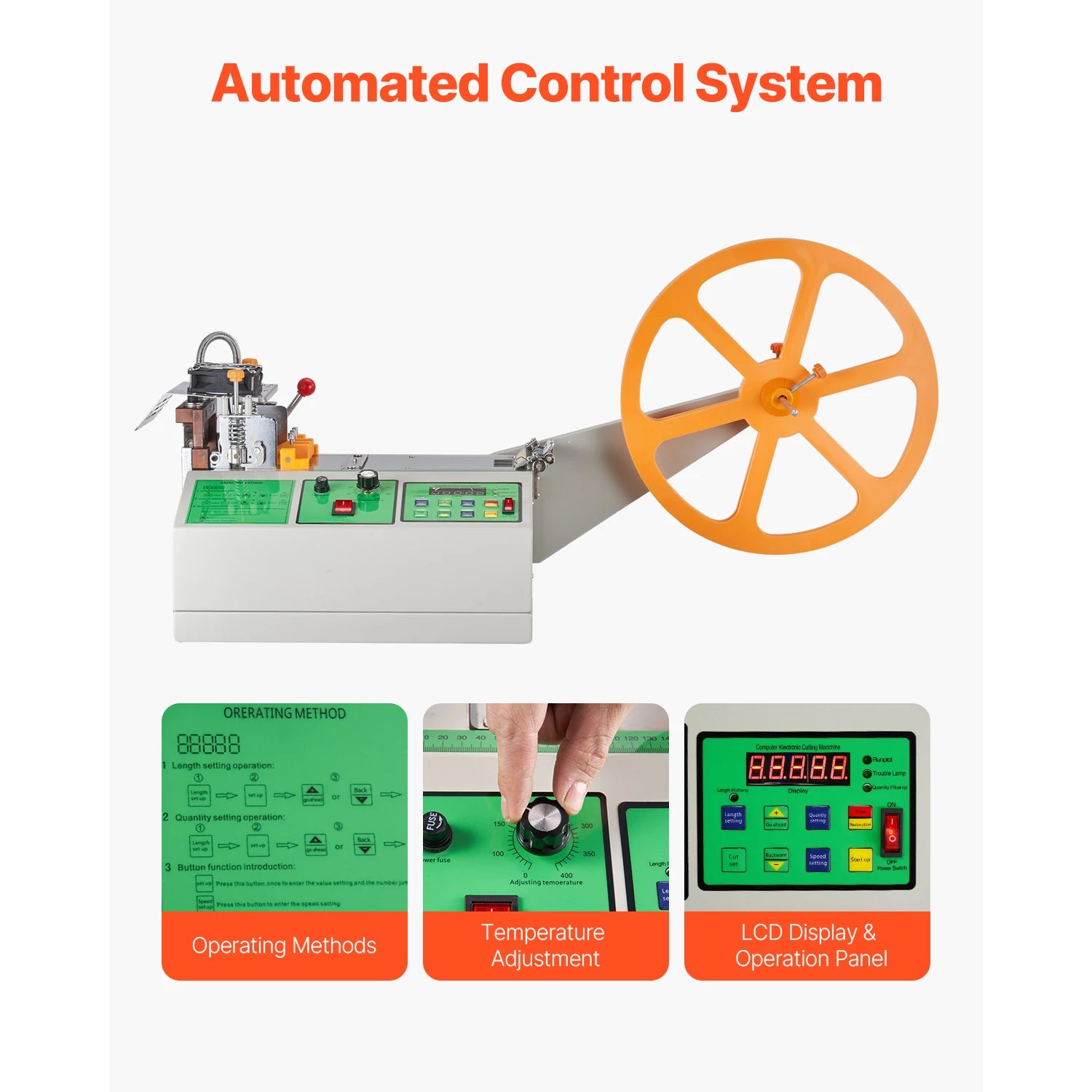 SucceBuy Automatic Webbing Cutting Machine Hot Cold Ribbon Cutting Machine with Adjustable Temperature LCD Display for Shoelaces