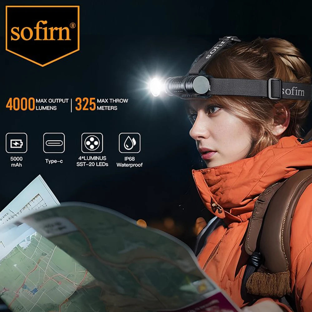 HS41 4000lm USB-C Rechargeable Headlamp with Magnetic Tail