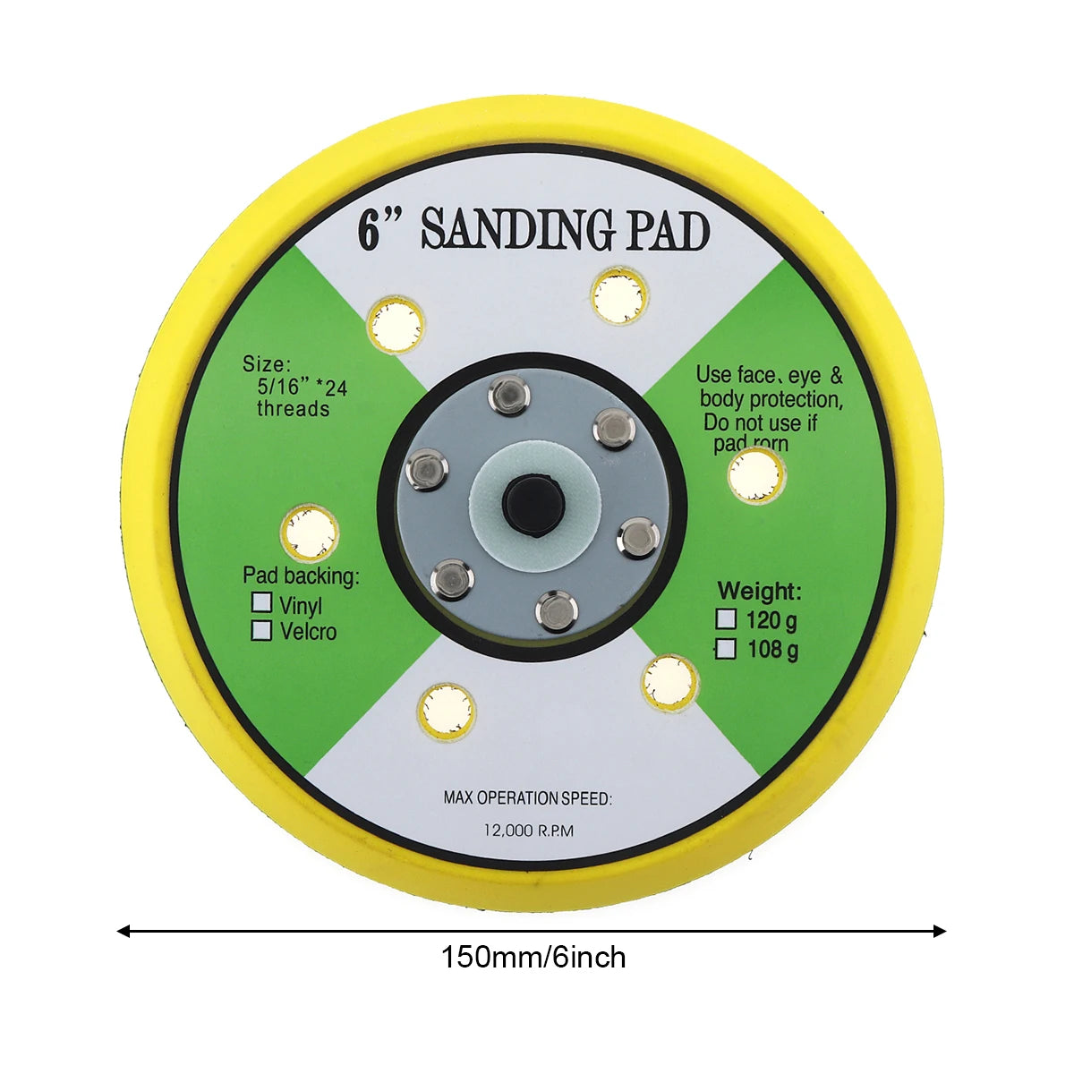 Six-Inch Six-Hole Sander Backing Pad