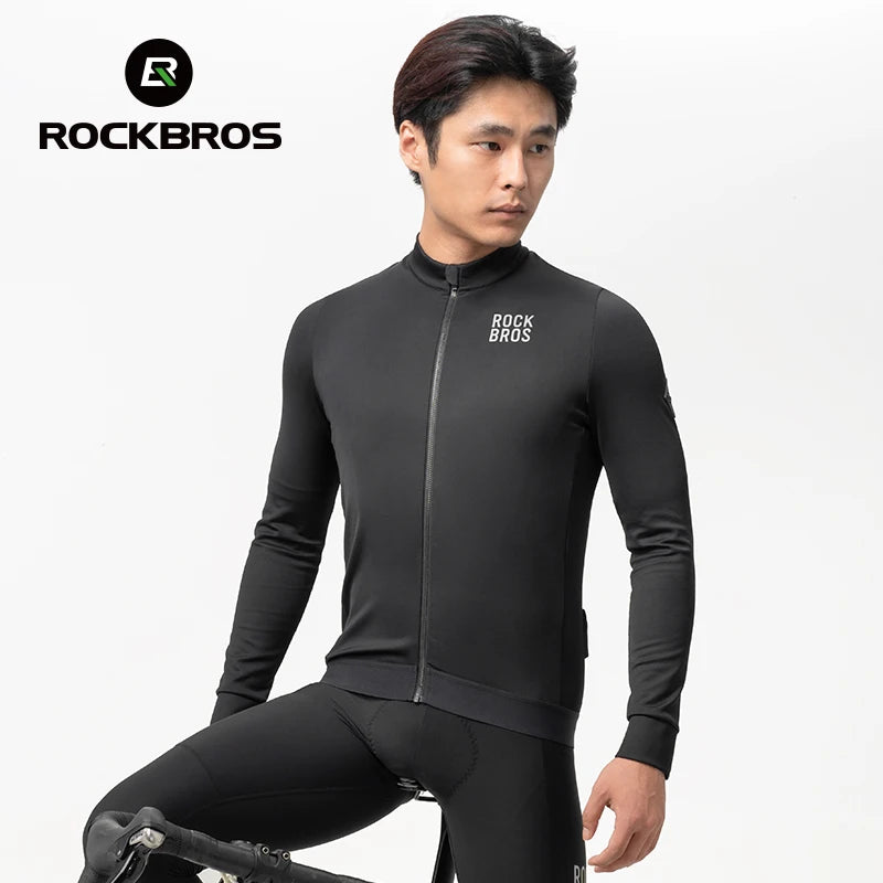 Men’s Thermal Cycling Jersey Windproof Fleece for Cold Weather Riding