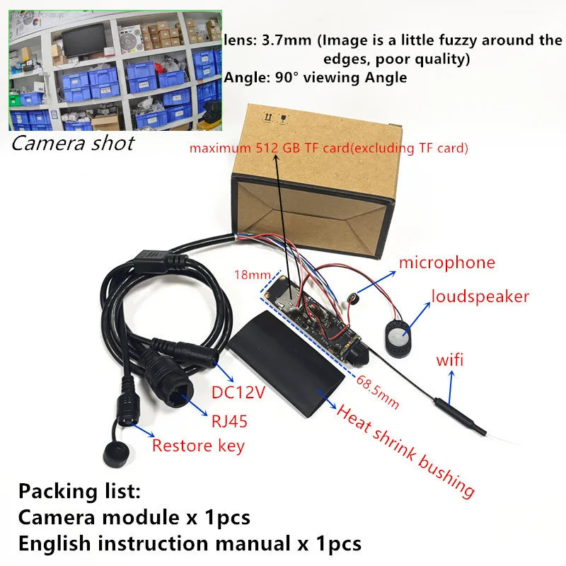 5MP WiFi Audio IP Camera DIY Pinhole Security Module