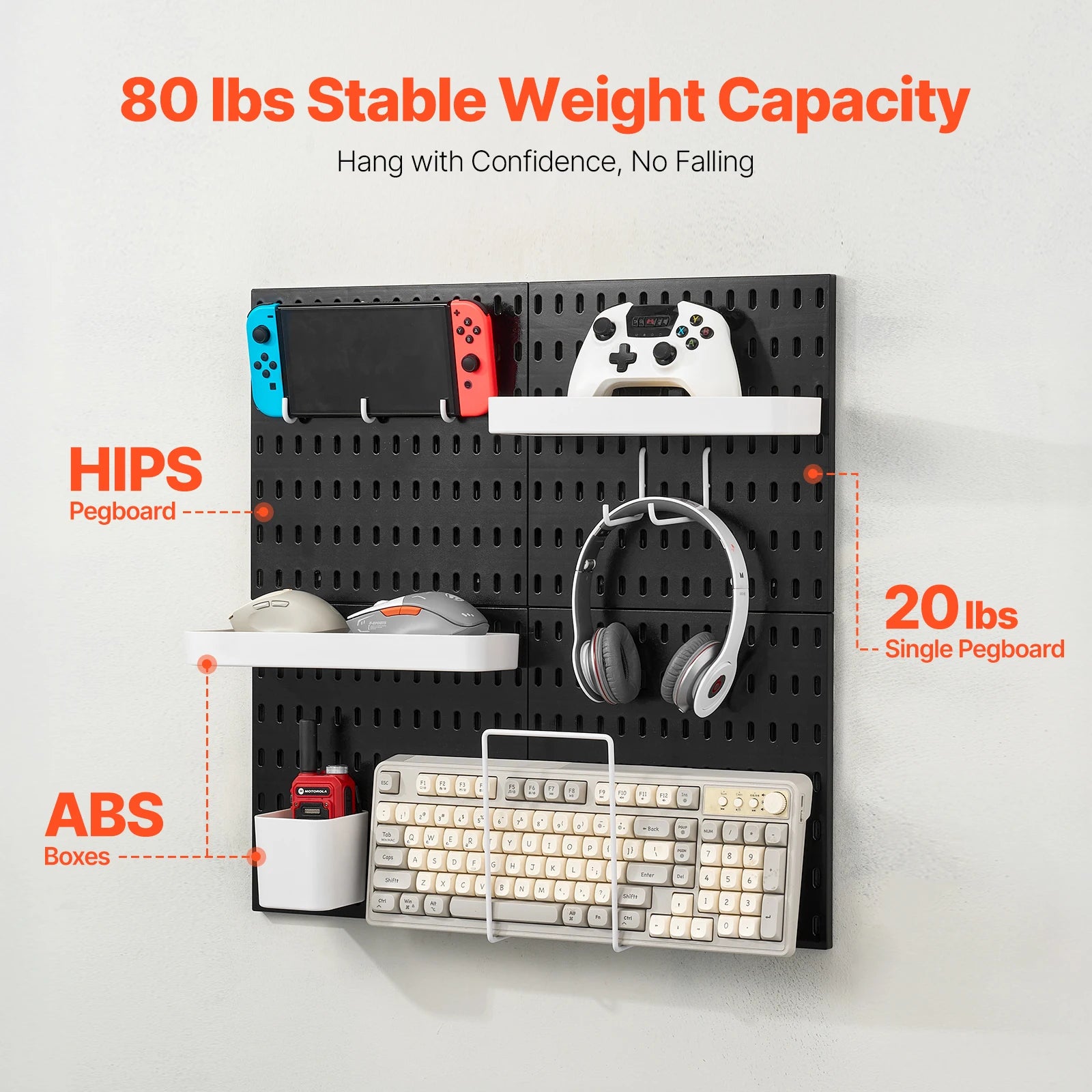 SucceBuy 4PCS 11"x11" Plastic Home Pegboard Wall Panels Decor Organizer Holder Mounting Display DIY Tool Storage for Garage