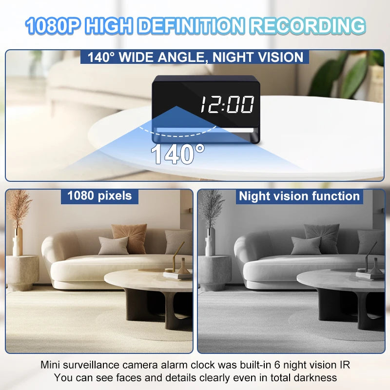 Upgrade 1080P WiFi clocks cameras, Infrared night vision, Motion detection,Remote viewing,Home monitoring cameras