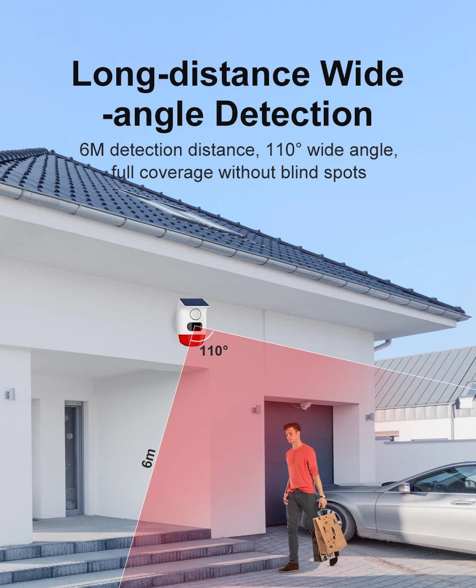 Solar Motion Sensor Alarm with 120dB Siren