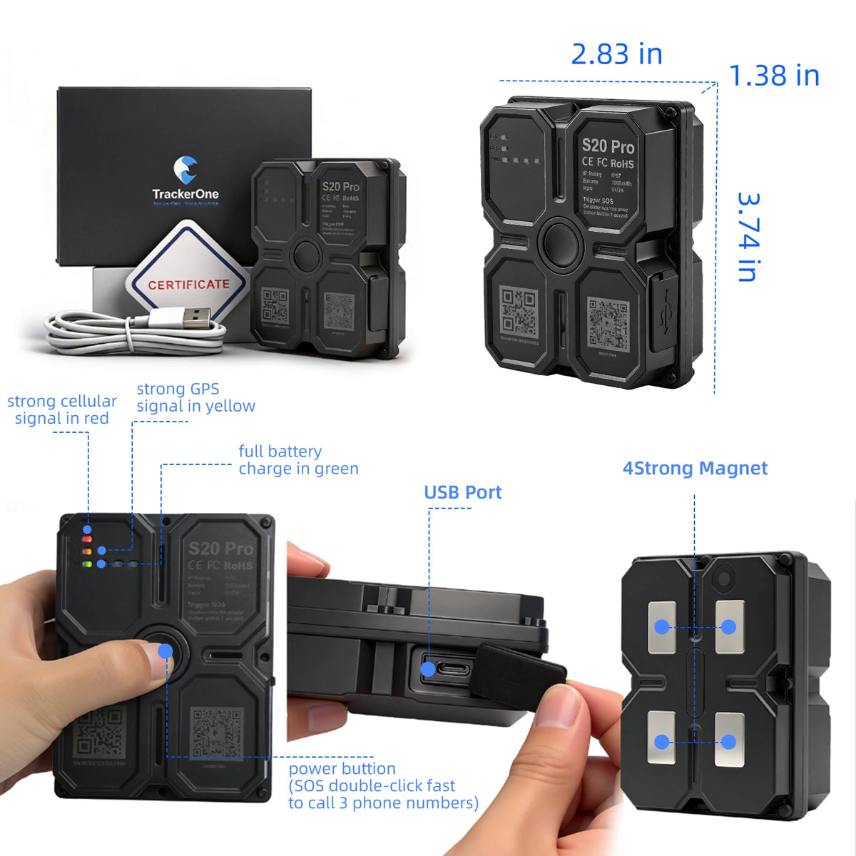 4G GPS tragac magnet trajno 7500mAh GPS tragac 4G GPS lokator vodootporan vozilo duga vijek baterije Realno vrijeme pozicije
