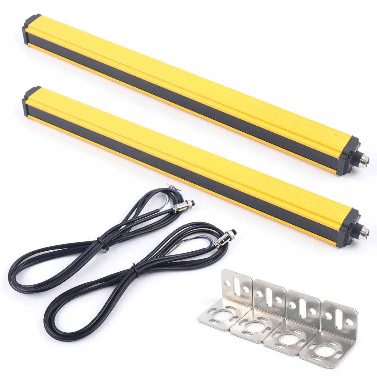 2 db 10 Beam 40MM fényfüggöny szenzor, IP65 biztonsági eszköz 360 mm védelmi magasság és 3 m detekciós távolság, NPN kimenet ipari automatizáláshoz, robotok, gépek (sárga)
